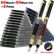 Retro Metal Fountain Pen 1 To 100 Piece Set With Replaceable Ink Elegant Gift For Writing Office And School Supplies