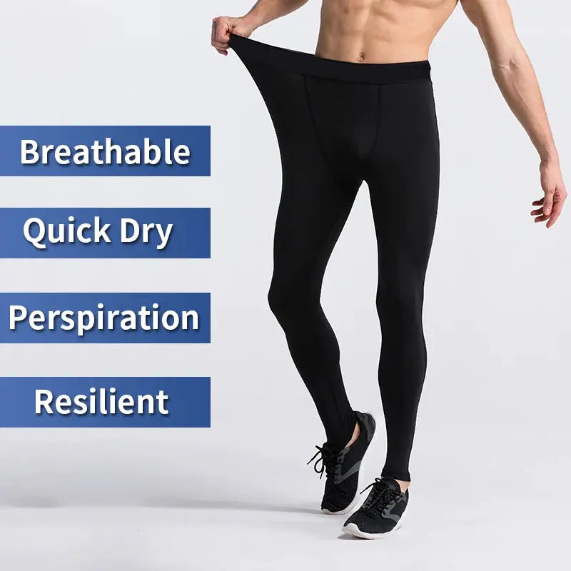 SONECHOKI men's black compression pants, polyester, breathable quick-dry gym leggings by Simples Market