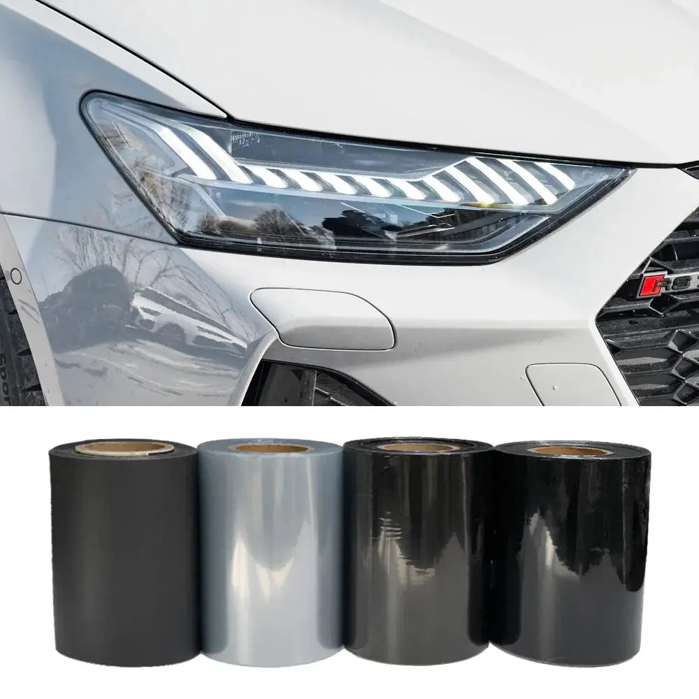 Simples Market car headlight/taillight tint film set, 30×120 cm clear covering film; includes 4 rolls in black and gray shades