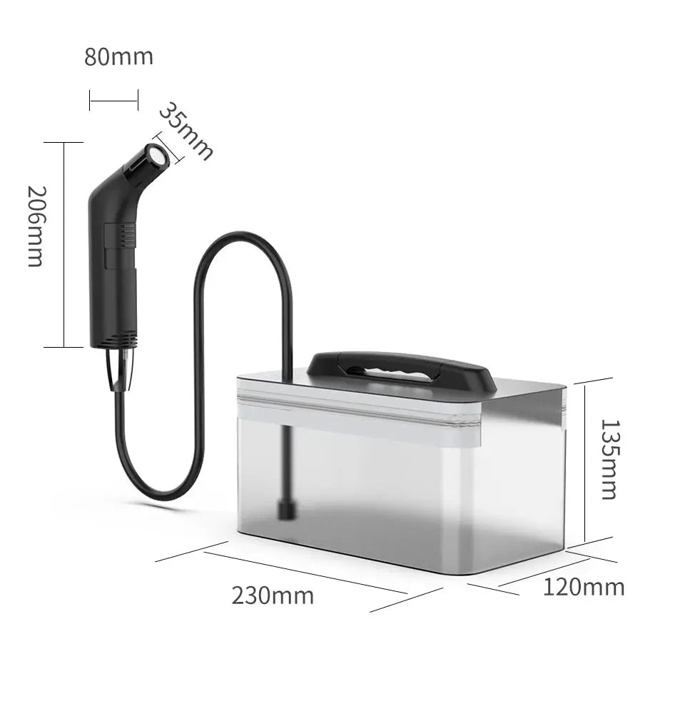 Wower portable electric bidet with 2.3L water tank and black spray nozzle, travel camping shower kit.
