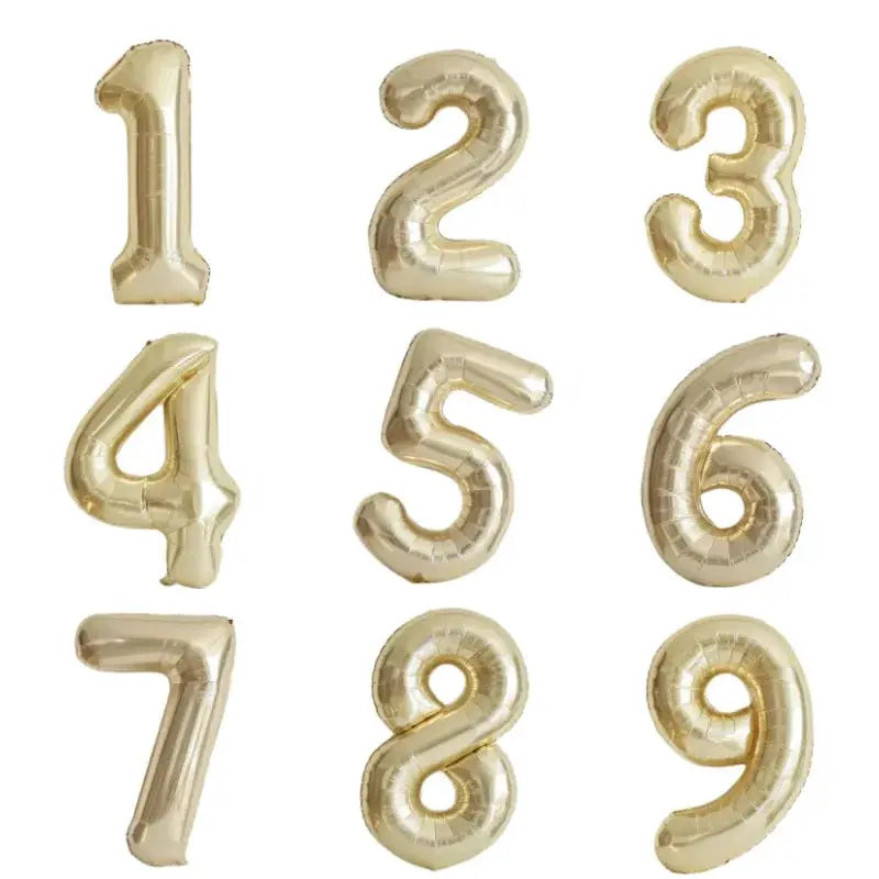 40 Inch White Gold And Light Gold Digital Foil Balloon For Girls Birthday Party Helium Ready Big Number 0 9