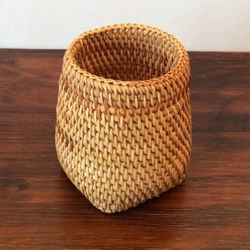 Handmade Rattan Kitchen Organizer Basket For Tableware Storage Cutlery Holder Eco Friendly Durable