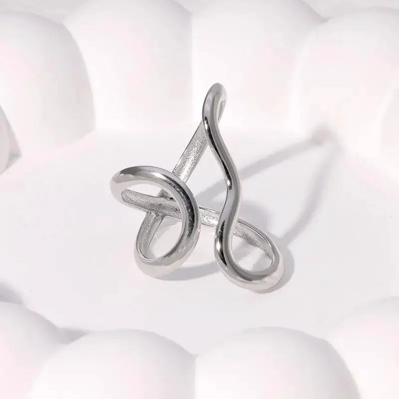 Stainless Steel Open Ring With 18K Gold PVD Plating And Personality Charms For Women Trendy Jewelry