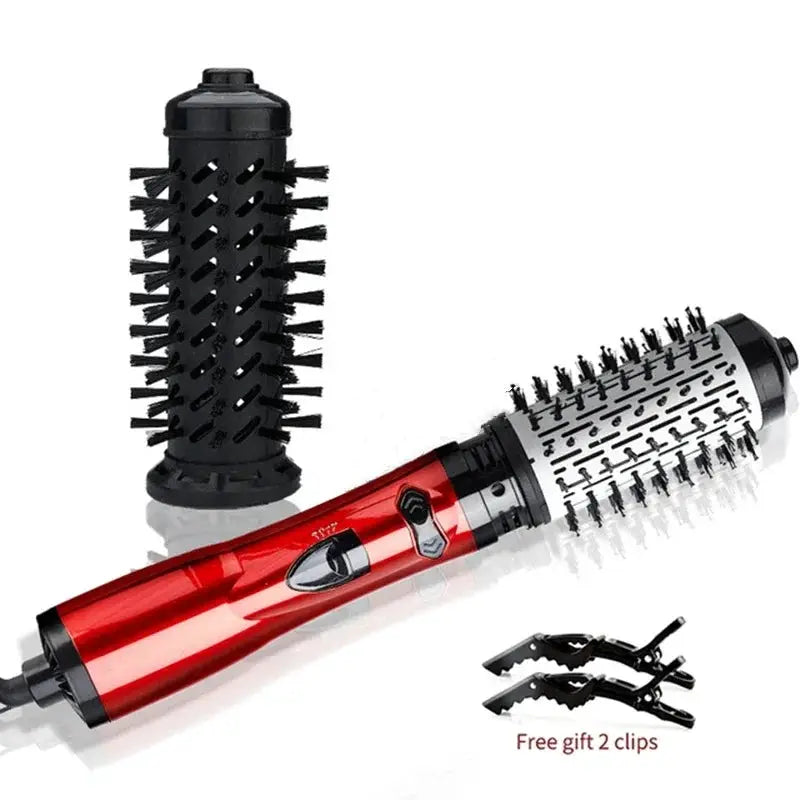 Simples Market TINSOL 3-in-1 hot air brush with red handle and two brush attachments, plus two clips