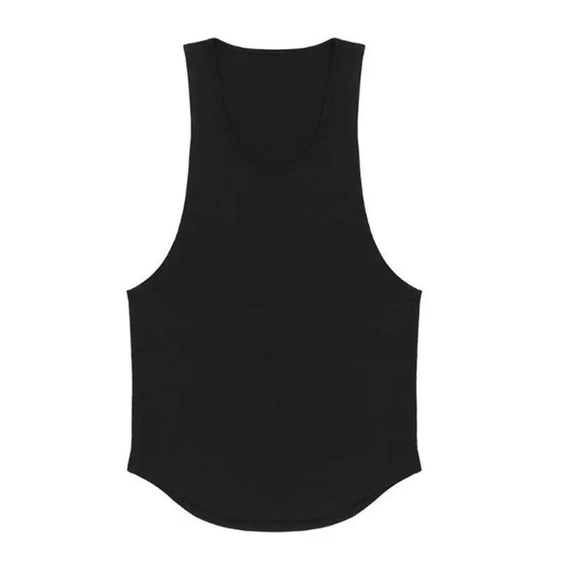 Cotton breathable sleeveless muscle tank top for men, Simples Market, black.