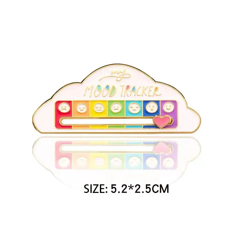 My Social Battery Mood Pins for Women and Men Zinc Alloy Brooches with Sliding Emotional States Seven Moods Gift