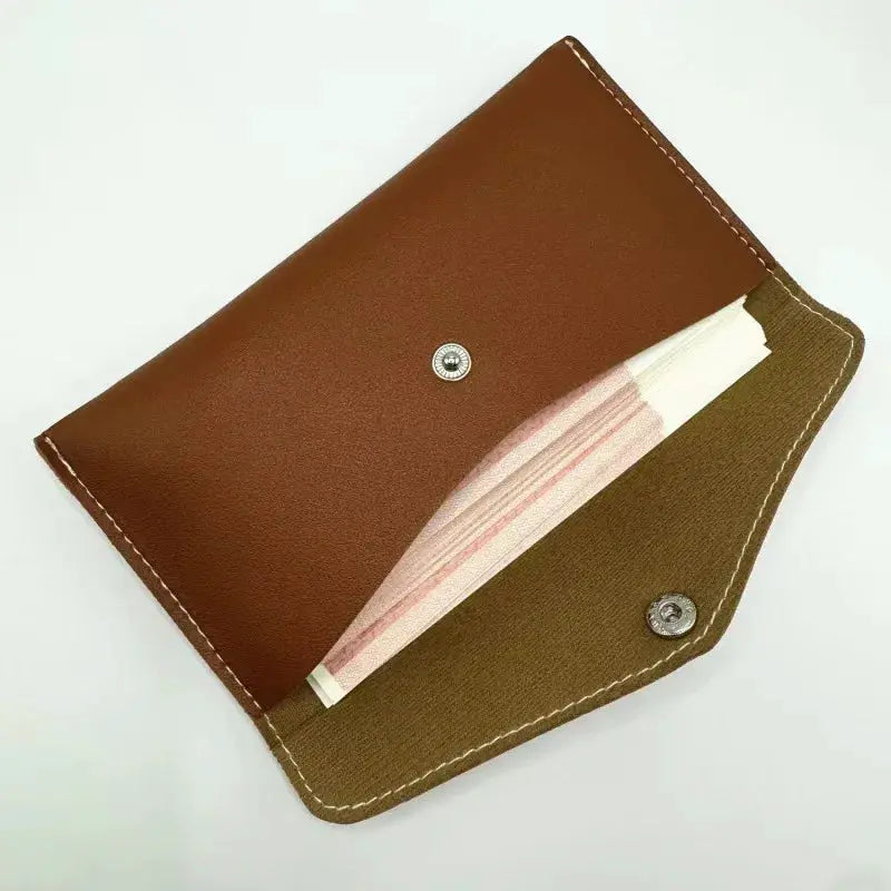 Simples Market unisex retro long wallet in brown leather with cash inside