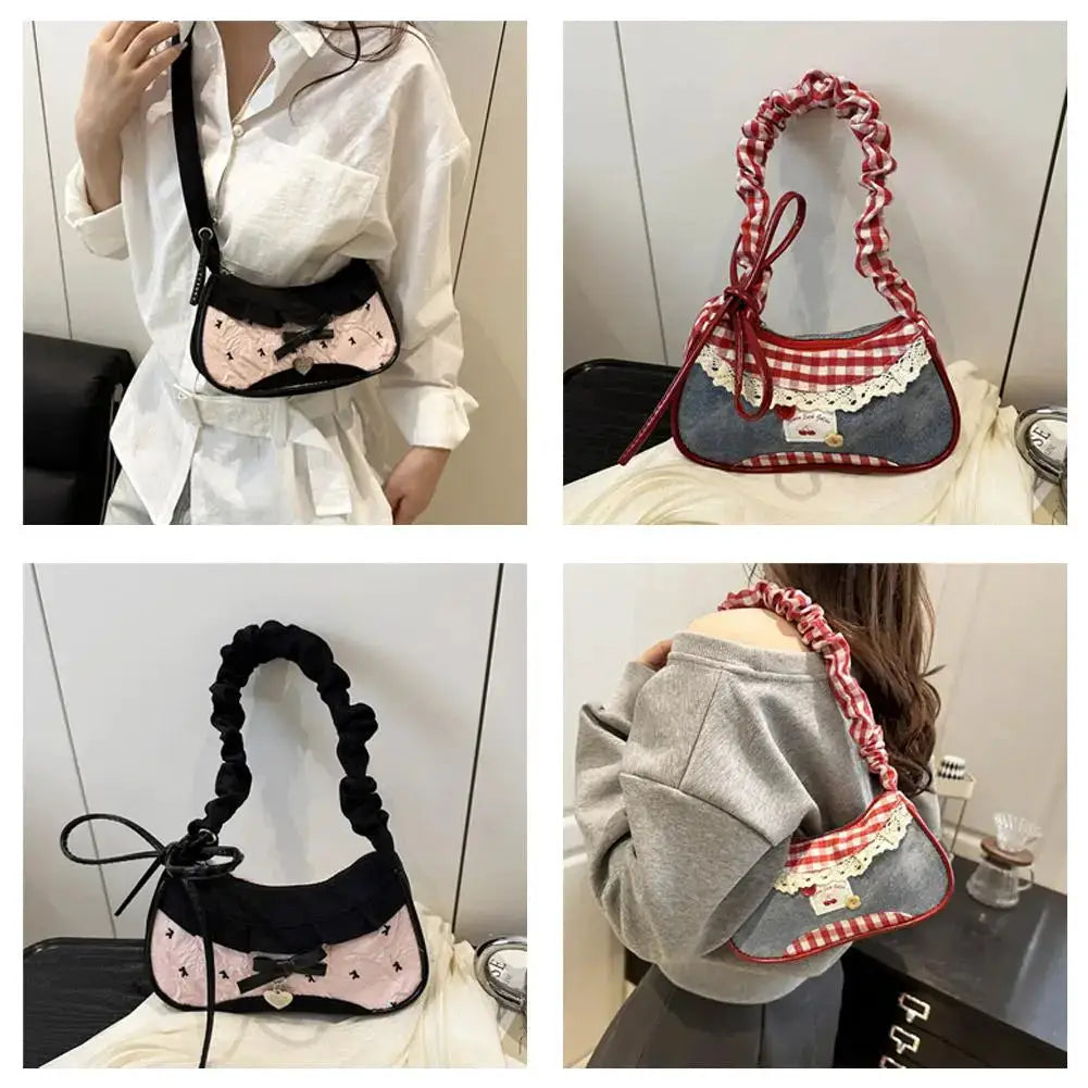 Fashion Grid Mini Handbag With Adjustable Shoulder Strap For Crossbody Or Handheld Use For Everyday Commute
