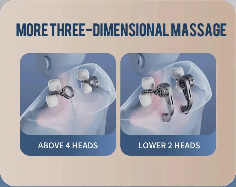 Foreverlily neck and shoulder massager by Simples Market; graphic shows 4-head upper and 2-head lower massage heads.