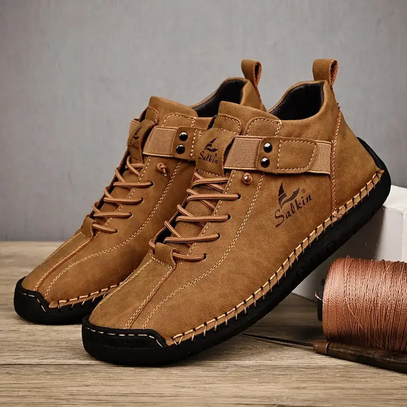 New 2025 Handmade Leather Casual Shoes For Men Breathable Sneakers Ankle Boots Outdoor
