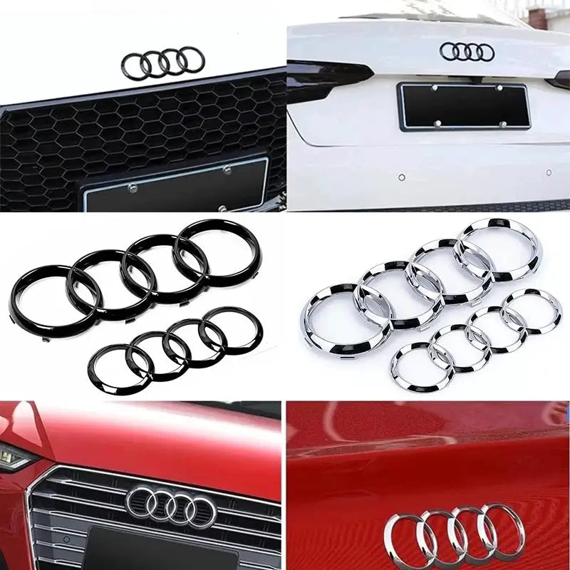 Audi Four Ring Logo Emblem Sticker For Audi A3 A4 A5 A6 A7 Q2 Q3 Q5 Q8 TT ABS Black Hood Front Grill Rear Trunk Badge