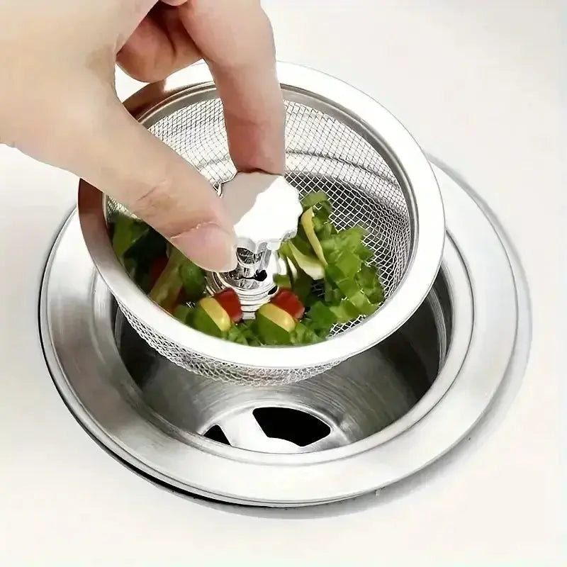 2 Pack Kitchen Sink Strainer With Handle And Stopper Replacement Drain Basket Stainless Steel Mesh Filter