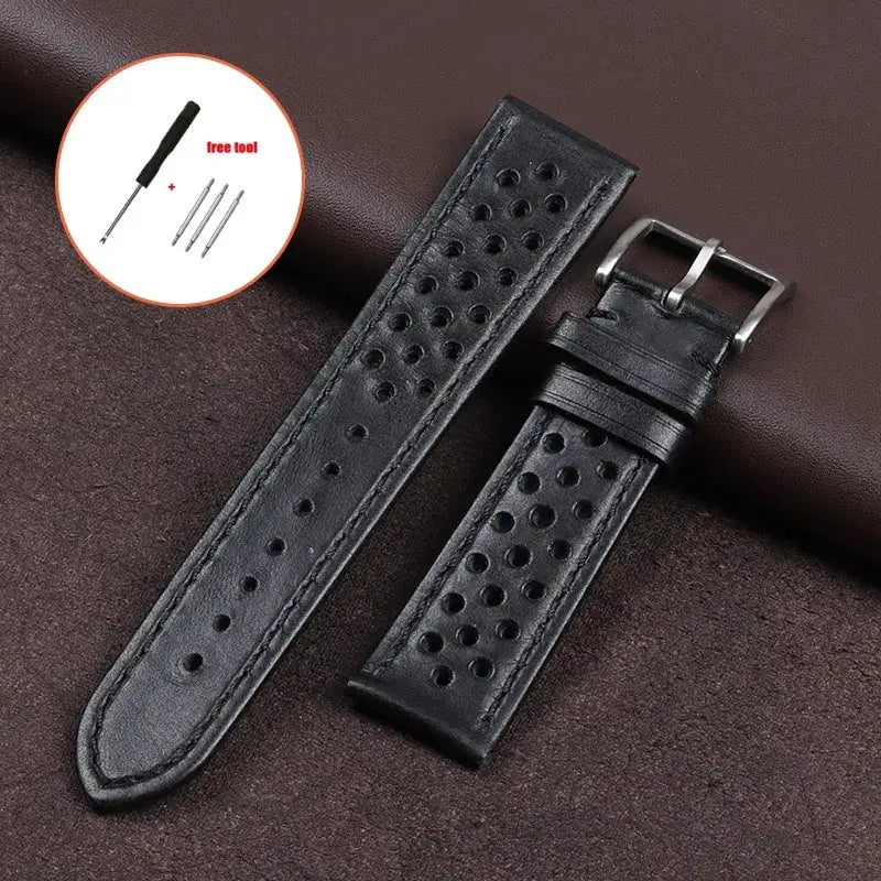 EraCraft Vintage Genuine Leather Watch Strap 18mm 20mm 22mm Universal Fit Breathable Cowhide Comfort