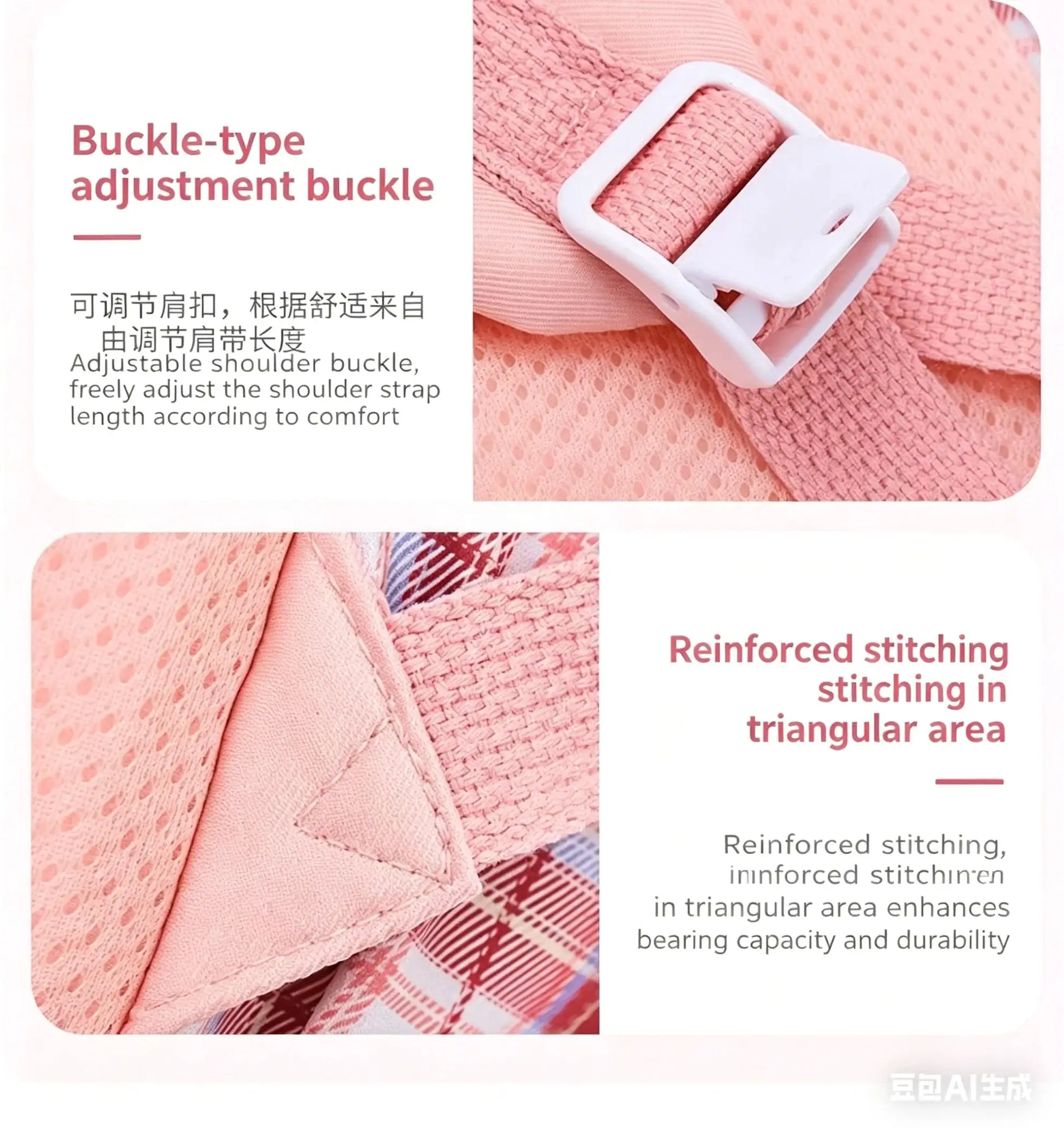 Protecting The Spine ergonomic pink checkered backpack for girls, large capacity, lightweight