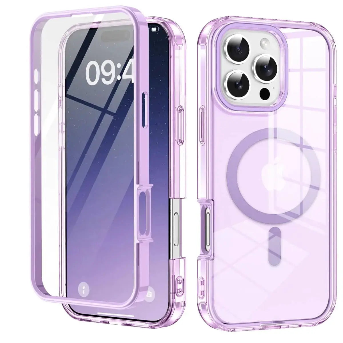 Simples Market purple transparent full-body shockproof case with built-in magnetic screen protector iPhone Pro Max/Air