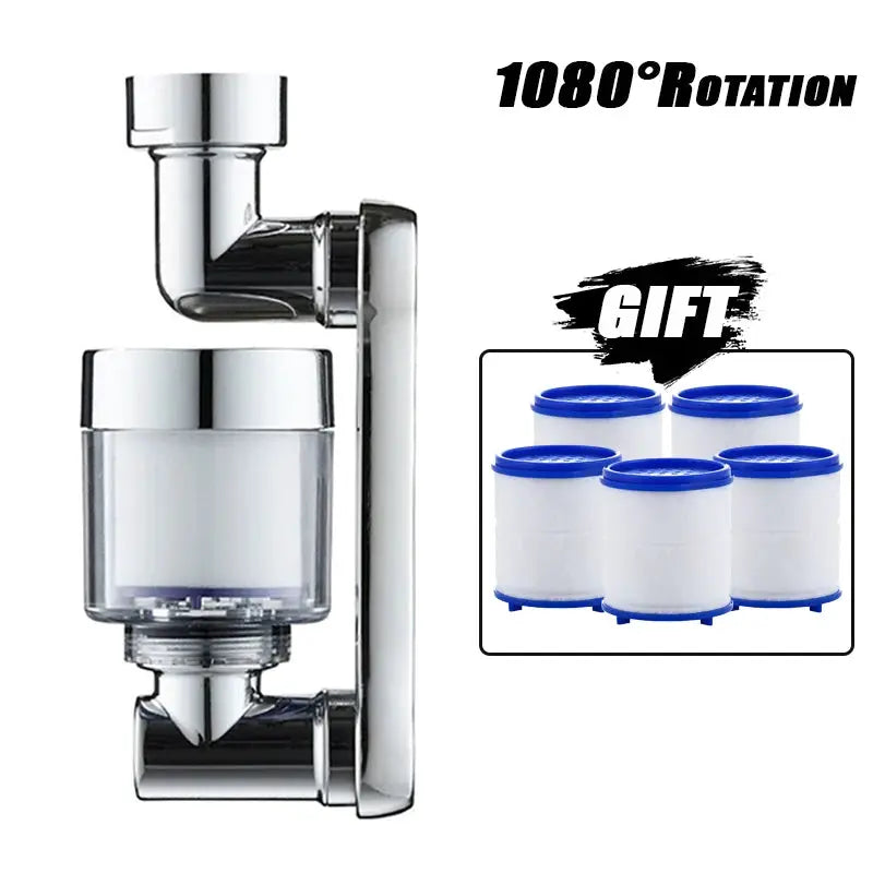 1080 Degree Rotatable Faucet Extender Universal Bathroom Kitchen Adapter Aerator For Multi Directional Spray