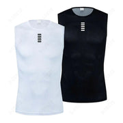 Mens Reflective Cycling Base Layer Sleeveless Vest Undershirt Quick Dry White Elasticated Fit Road Bike Jersey