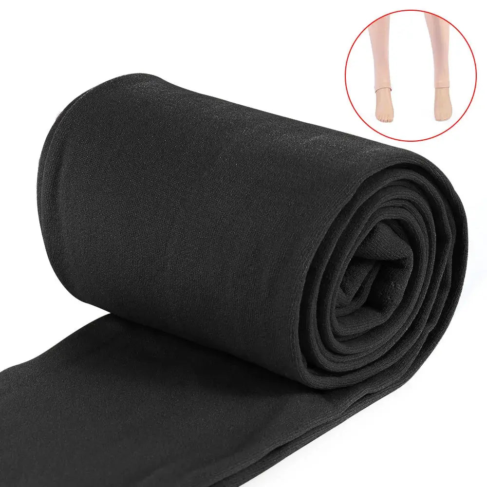 Black thermal leggings roll from Simples Market; thick, stretchy fabric for warm tights with leg inset