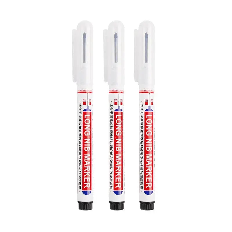 3-pack white marker pens with transparent caps, waterproof oil-based ink for multi-surface use