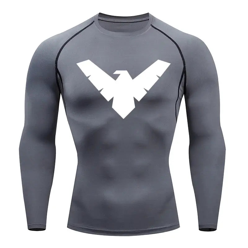 Men's long-sleeve gray compression shirt with white logo from Simples Market
