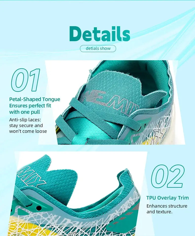 ONEMIX Marathon carbon plate running shoes, turquoise color, ultra-light outdoor men's sneakers