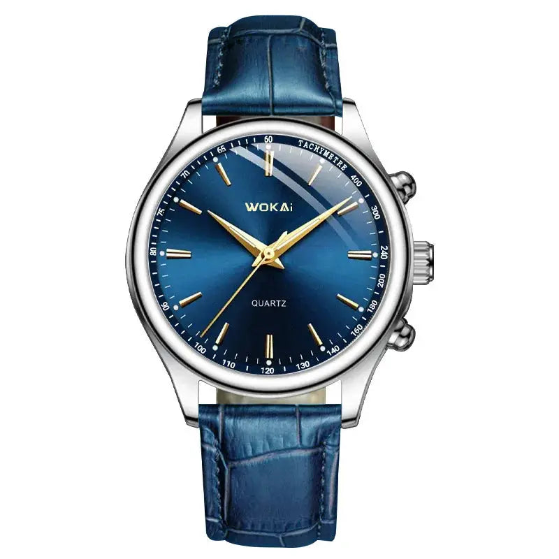 NovaLux Moon Phase Chronograph Leather Mens Watch With Luminous Hands And Complete Calendar