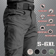 Simples Market men's tactical cargo pants in charcoal gray; quick-dry, waterproof, multi-pocket design, sizes S-6XL