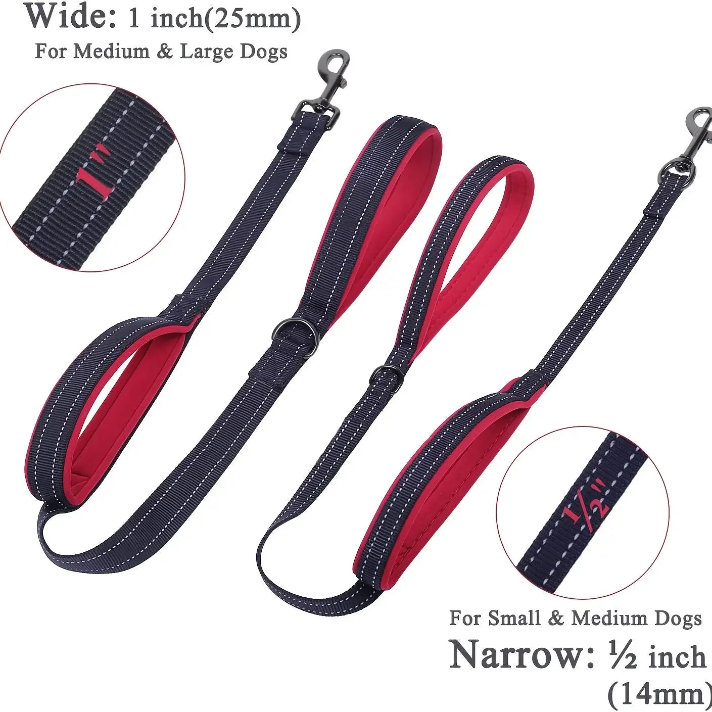 Heavy Duty Double Handle Dog Leash For Outdoor Travel And Training With Enhanced Control And Safety
