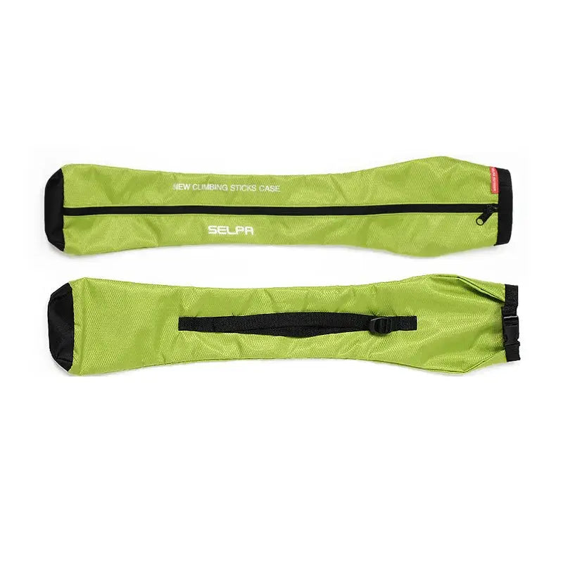 SELPA outdoor walking stick carry bag in lime green; waterproof crutch storage with black zipper and straps
