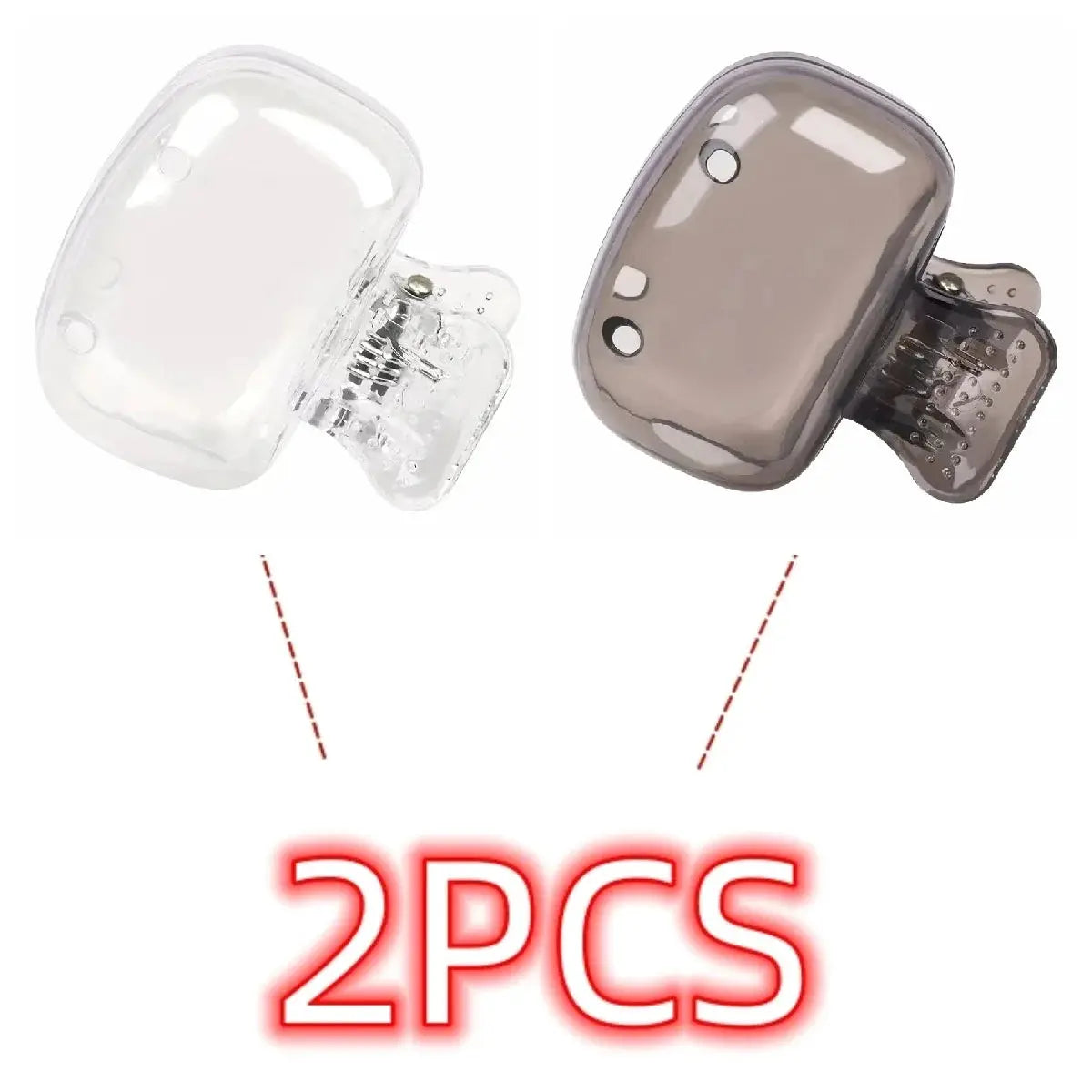 2-pack toothbrush head covers in clear and smoky gray durable plastic, travel protector caps by Simples Market
