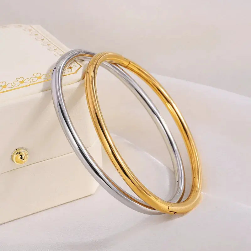 ZAKOL stainless steel cuff bracelets for women in gold and silver, openable smooth bangles