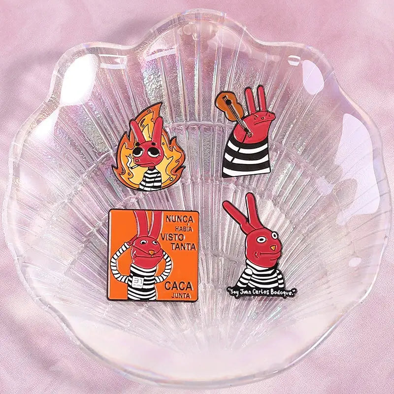 Red Rabbit Enamel Pin Custom Lapel Brooch Zinc Alloy Animal Jewelry Gift for Friends