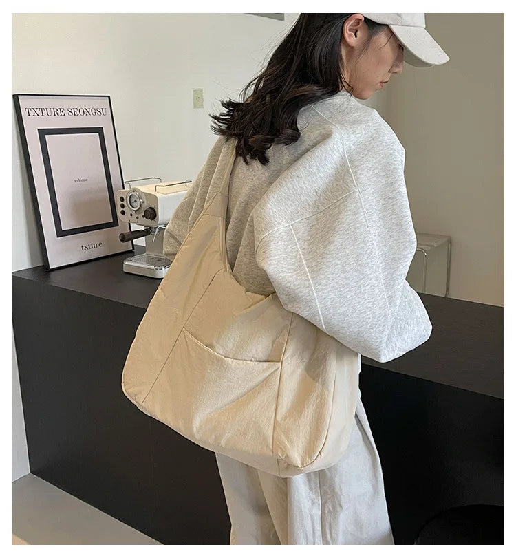 Shoulder bag Simples Market cream-colored soft cloth crossbody tote for women
