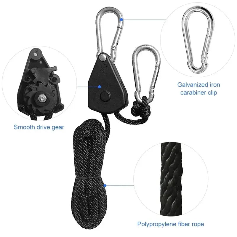 4pc adjustable awning wind rope lanyard set by Simples Market with galvanized carabiner clips and polypropylene rope