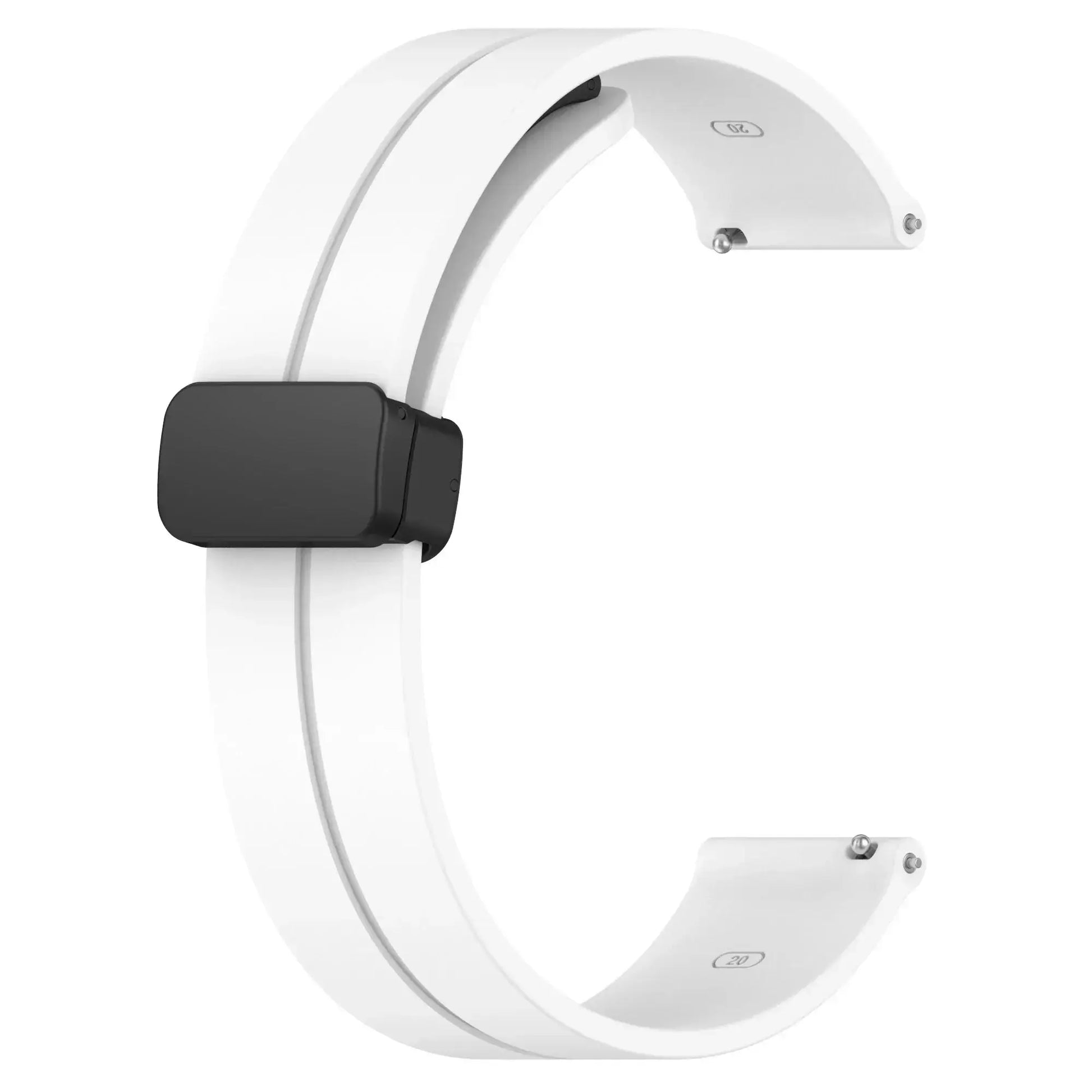 Silicone white watch strap with magnetic buckle, 20/22mm for Samsung Galaxy Watch series and Huawei GT