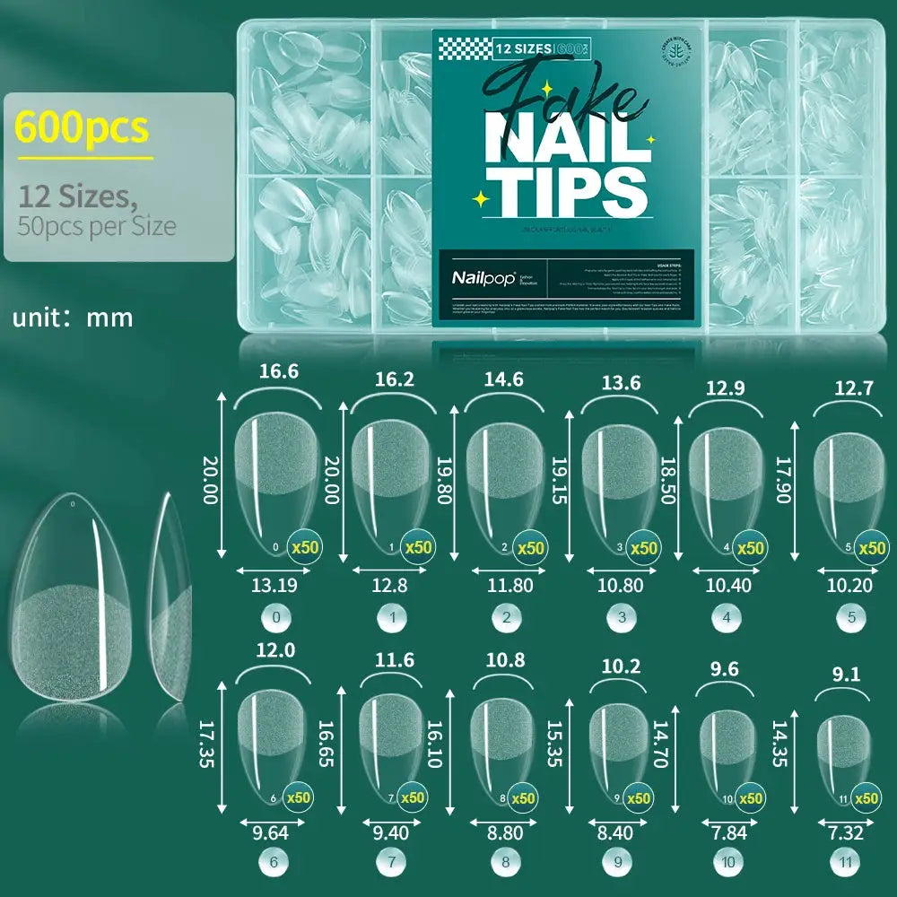 NailPop Soft Gel Nail Tips 600 Pcs Full Cover Coffin Almond Oval Shapes For Salon Quality At Home