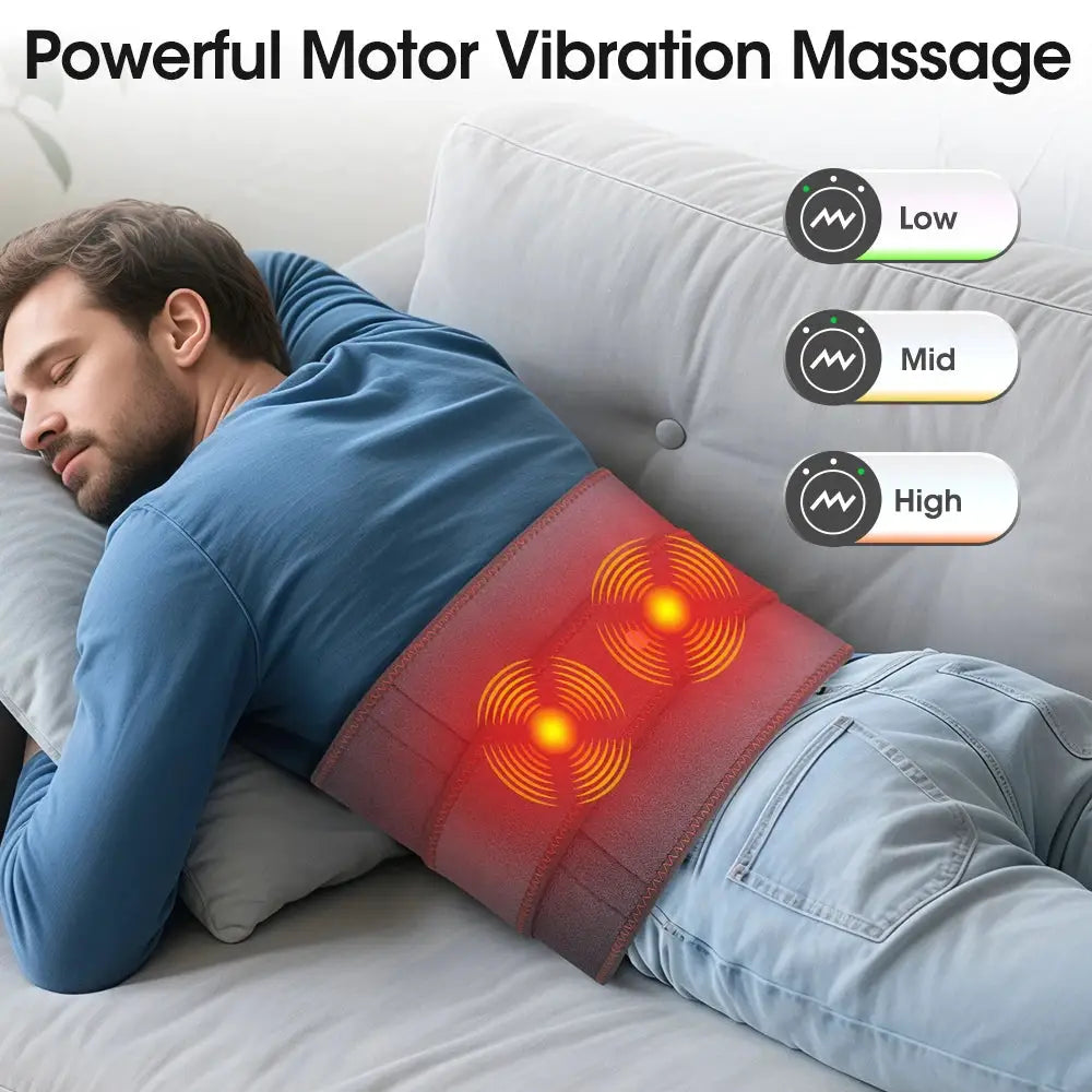 Simples Market electric heating waist massager belt in red with 3 vibration speeds