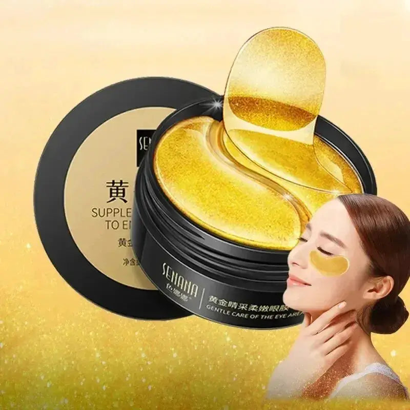 60 Pieces Golden Moisturizing Eye Mask Set With Collagen And 24K Gold For Under Eye Hydration Korean Skincare