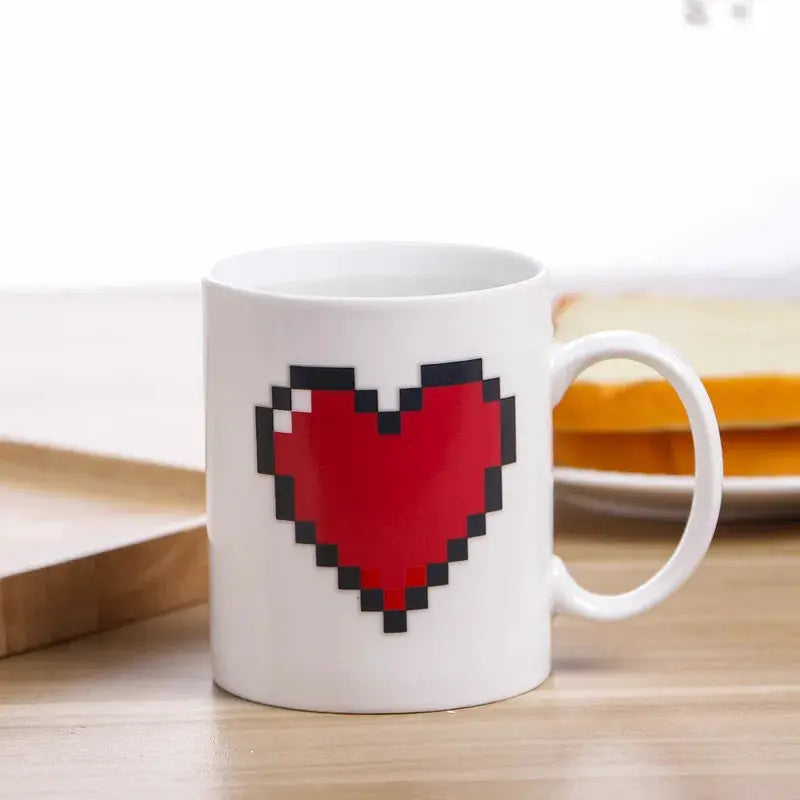 330ml Peach Heart Color Changing Ceramic Cup Magic Mug Heat Revealed Heart Design Coffee Mug Valentines Day Gift