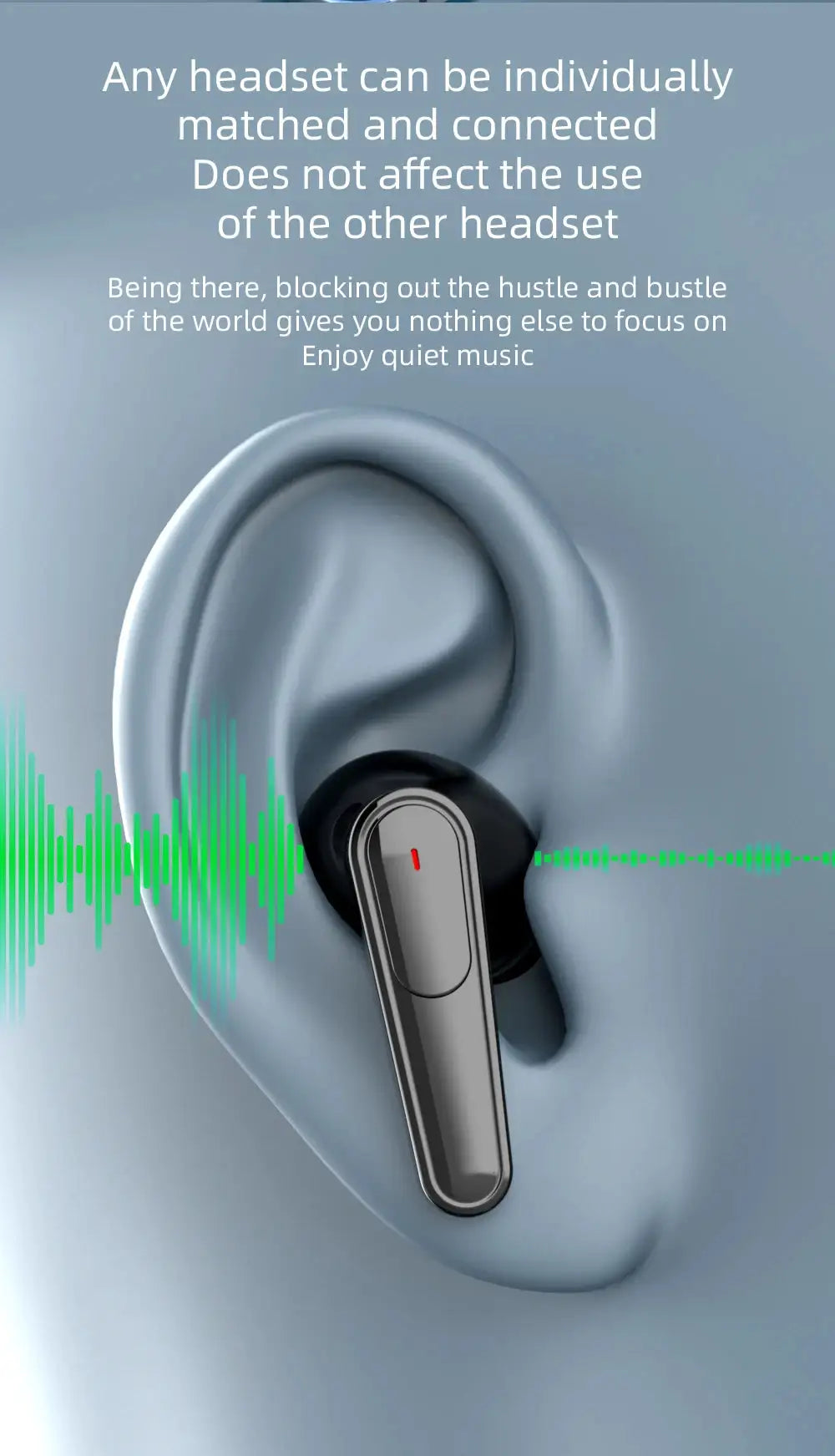 Plus50 ANC+ENC true wireless earphones, black with silver stem