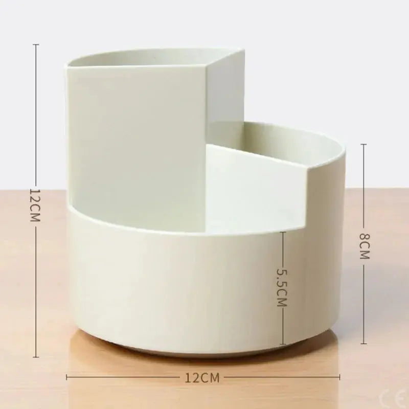 DeskZen Rotating Pen Holder Three Hole Desk Organizer For Pens Pencils And Makeup Brushes Space Saving Design