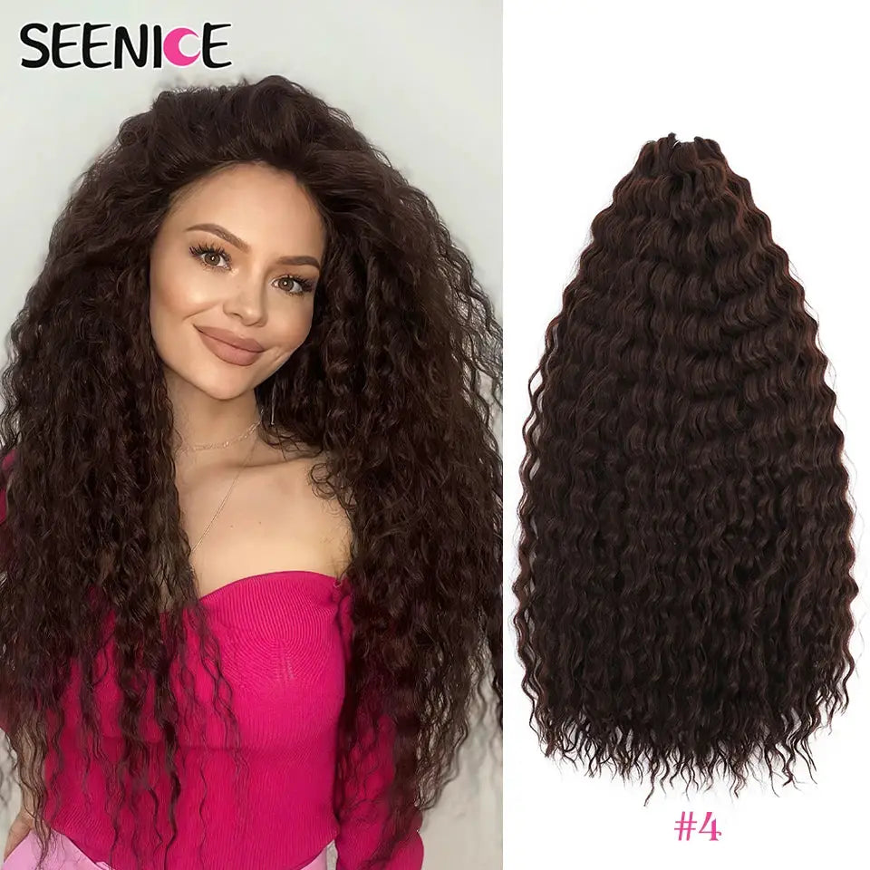 Ariel Curl Deep Twist Crochet Hair extensions, 22in Afro curls in dark brown ombre, synthetic braids Seenice.