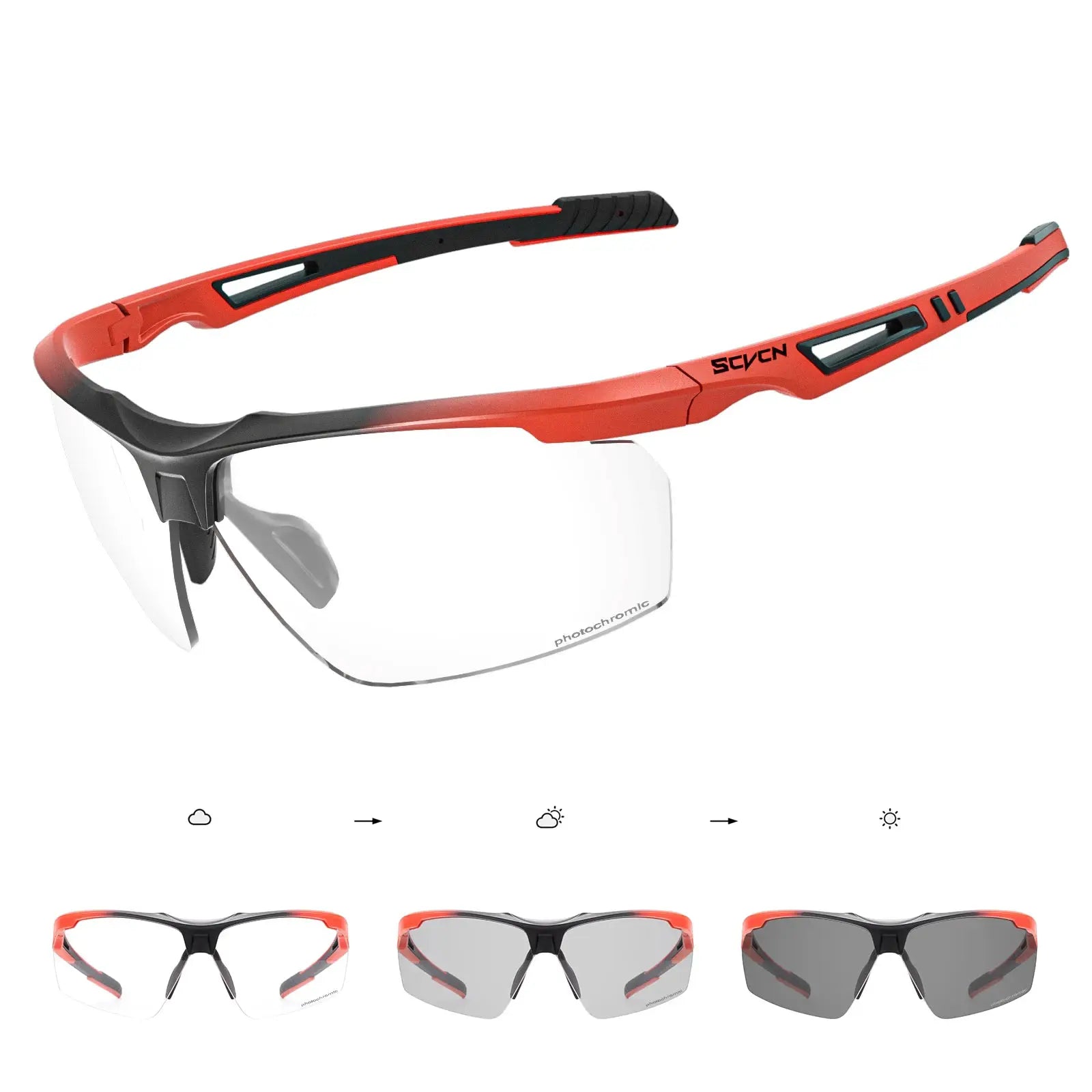 Scvcn Photochromic Cycling Glasses With Adaptive Lenses For Road And Mountain Biking UV Protection