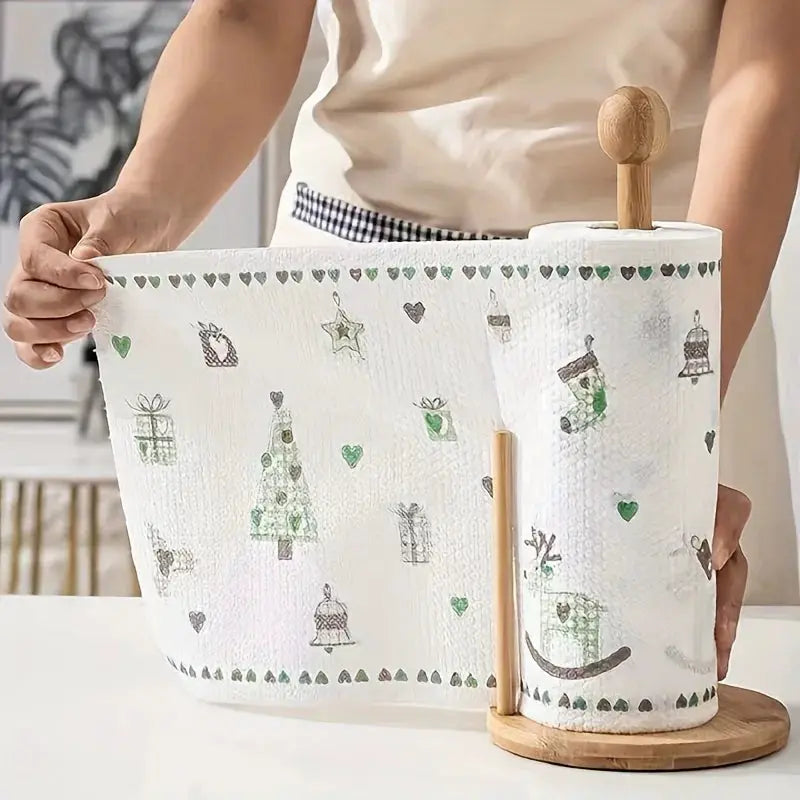 Absorbent Thickened Dishcloths Roll 50 To 100 Pcs Non Greasy Dry And Wet Use With Random Patterns For Sink Cleaning
