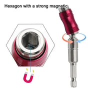 Red Curved Hexagonal Handle Extension Rod For Directional Drilling With Magnetic Screw Tip Universal Adapter
