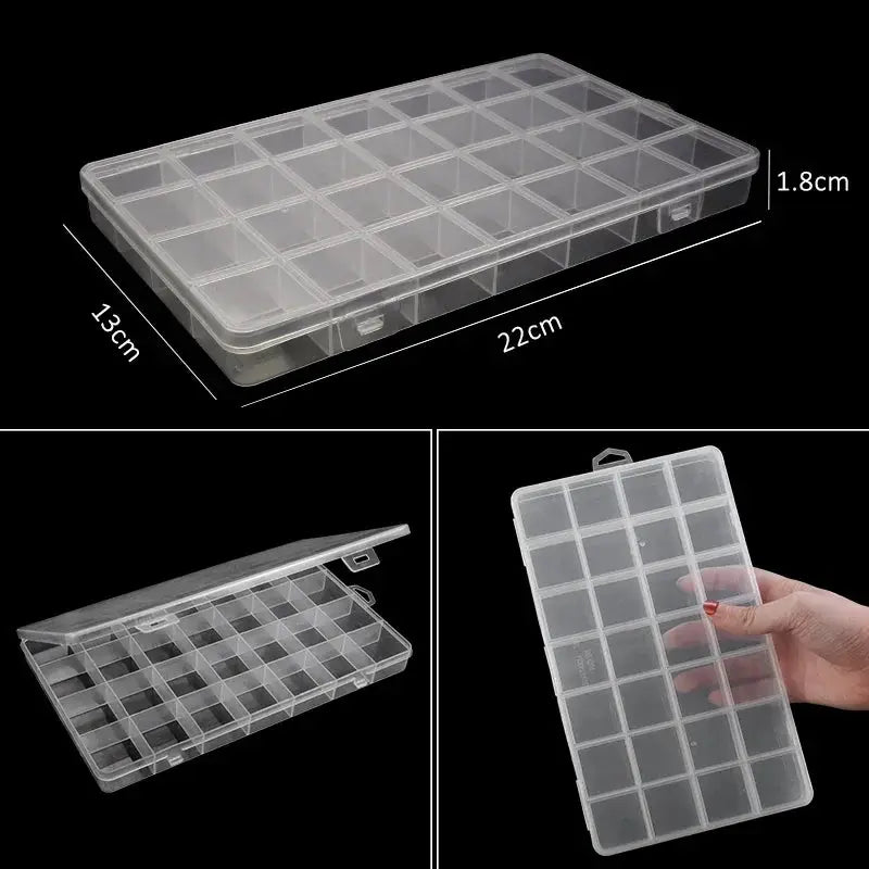 Transparent Plastic Jewelry Box With Adjustable Compartments For Beads Earring And Rectangle Storage Case