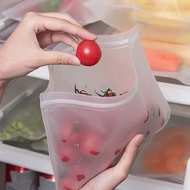 Reusable Silicone Food Storage Bags Leakproof Eco Friendly Freezer Safe Microwave Safe Dishwasher Safe