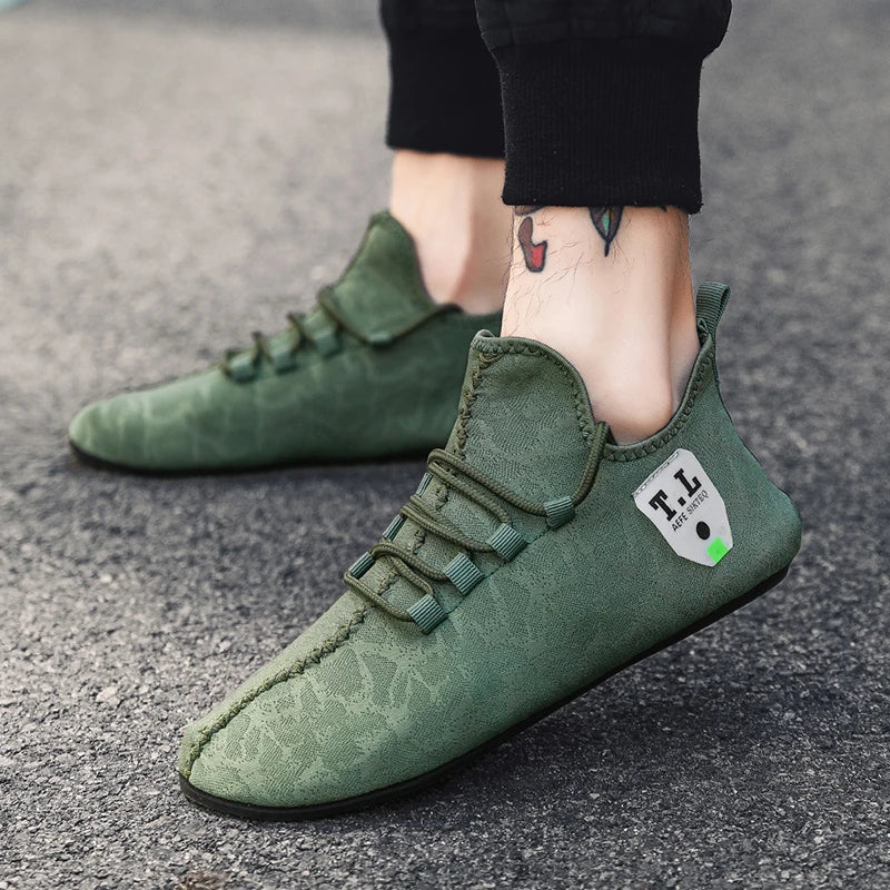 YRZL mesh loafers for men by Simples Market; olive green breathable driving moccasins with non-slip sole