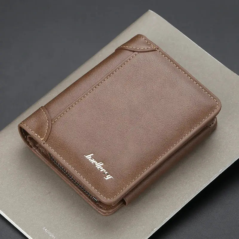 Men's PU leather wallet by Simples Market with zipper coin pocket