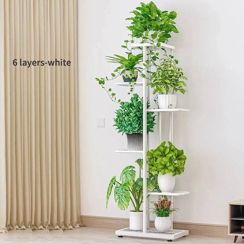 Cordlal Shining Iron Plant Stand Six to Eight Layers Flower Pot Rack Organizer for Home Garden Decor